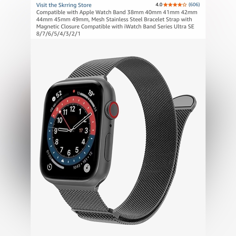 Apple Watch Dark Grey Gunmetal Mesh Band
